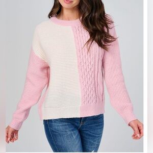 Pink and Cream Women's Sweater